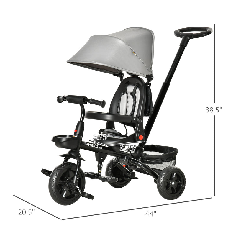 4-in-1 Baby Tricycle with Push Handle, Brake, Clutch, Footrest, Handrail, and Safety Belt Magic Cars 1