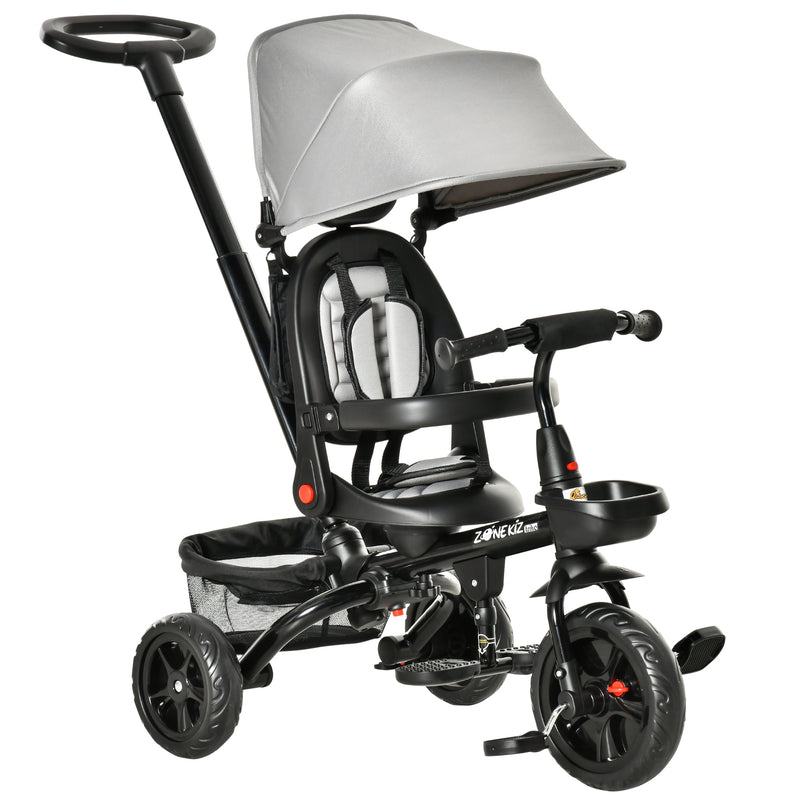 4-in-1 Baby Tricycle with Push Handle, Brake, Clutch, Footrest, Handrail, and Safety Belt Magic Cars 2
