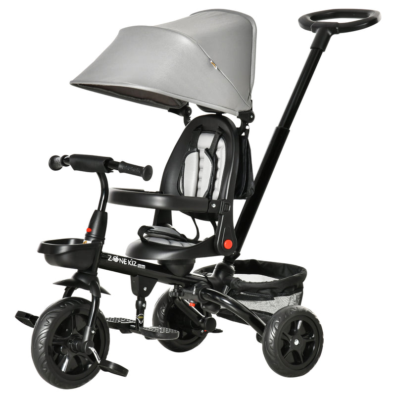 4-in-1 Baby Tricycle with Push Handle, Brake, Clutch, Footrest, Handrail, and Safety Belt Magic Cars 3
