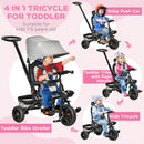 4-in-1 Baby Tricycle with Push Handle, Brake, Clutch, Footrest, Handrail, and Safety Belt Magic Cars 4
