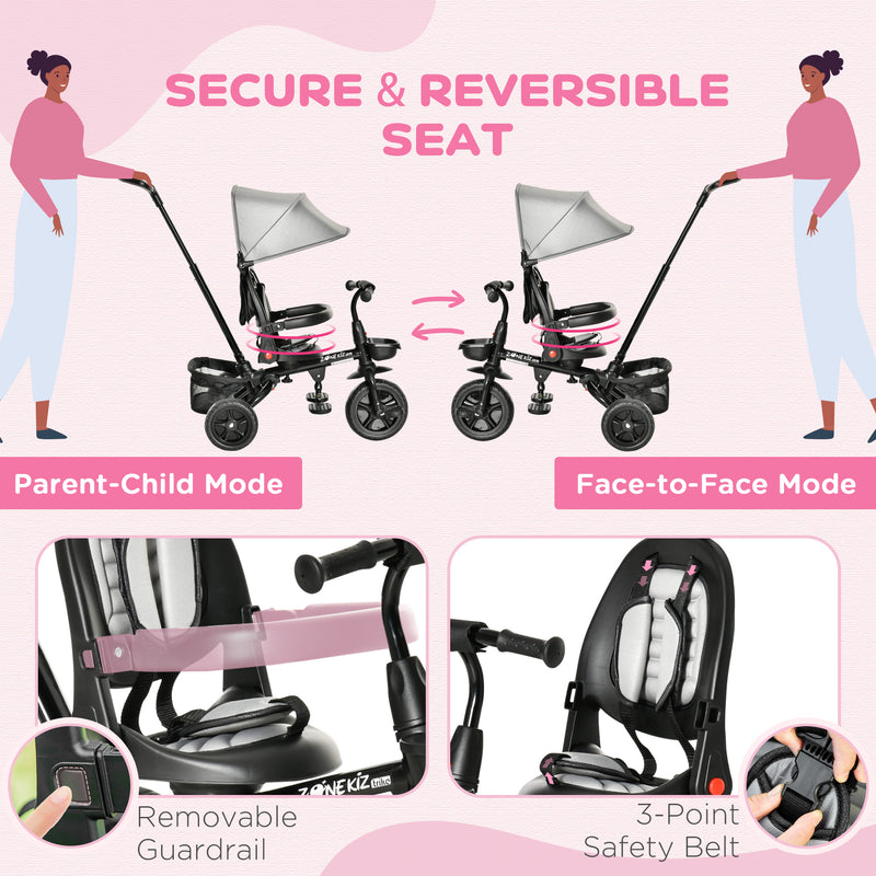 4-in-1 Baby Tricycle with Push Handle, Brake, Clutch, Footrest, Handrail, and Safety Belt Magic Cars 5