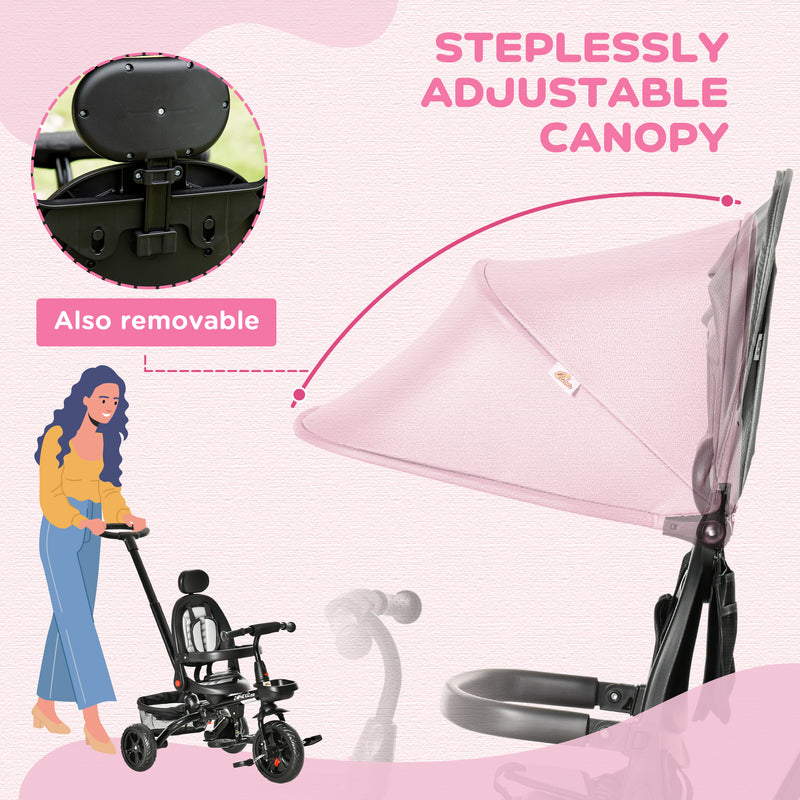 4-in-1 Baby Tricycle with Push Handle, Brake, Clutch, Footrest, Handrail, and Safety Belt Magic Cars 7