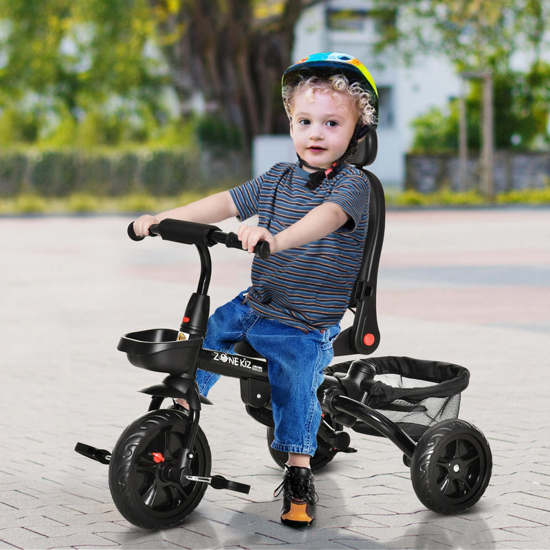 4-in-1 Baby Tricycle with Push Handle, Brake, Clutch, Footrest, Handrail, and Safety Belt Magic Cars 8