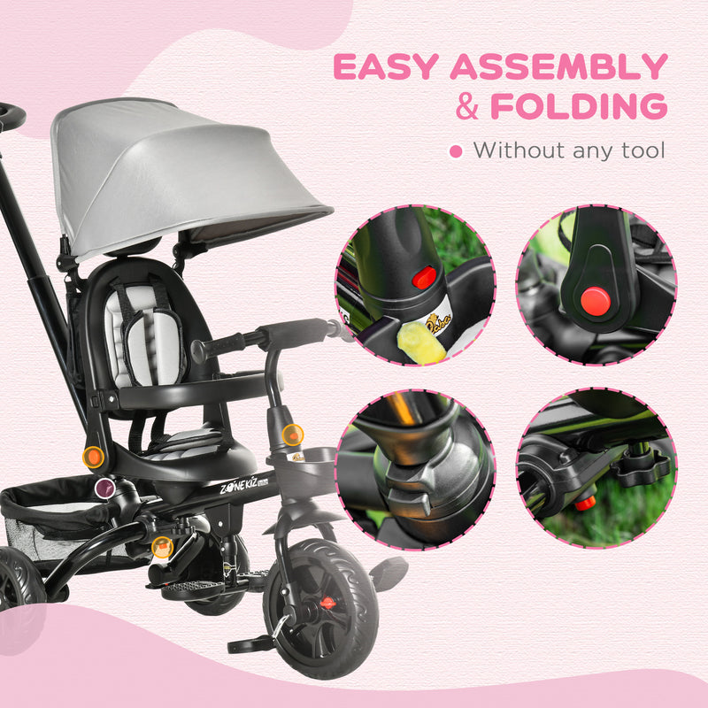 4-in-1 Baby Tricycle with Push Handle, Brake, Clutch, Footrest, Handrail, and Safety Belt Magic Cars 9