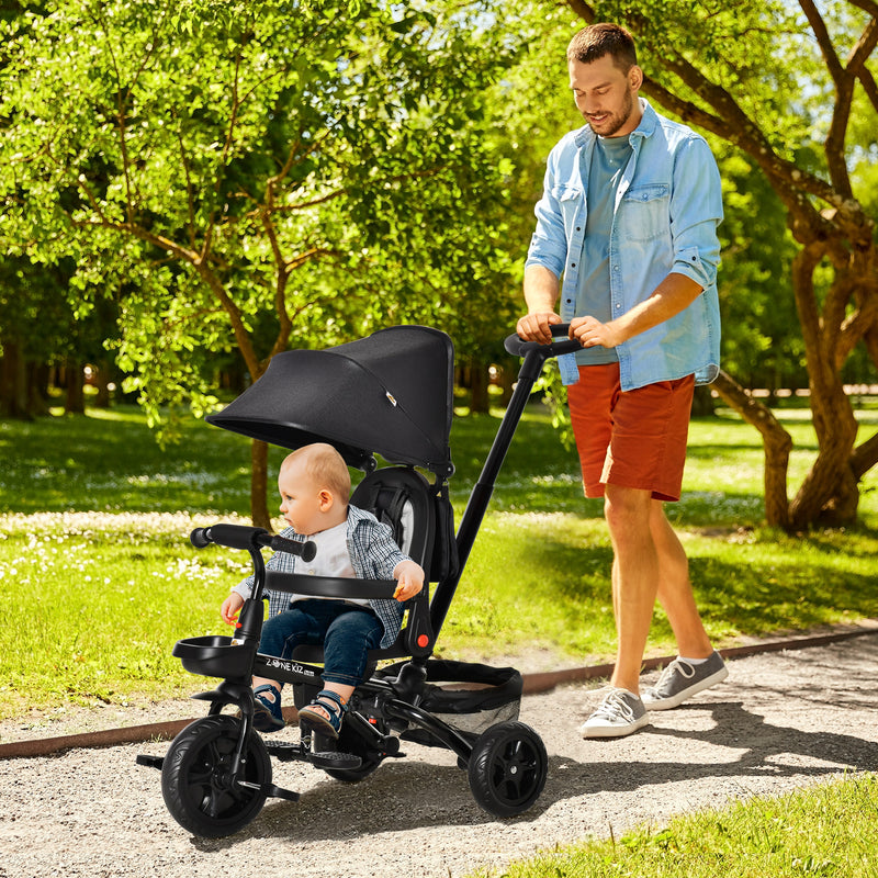 4-in-1 Baby Tricycle with Push Handle, Brake, Clutch, Footrest, Handrail, and Safety Belt Magic Cars Variant 4