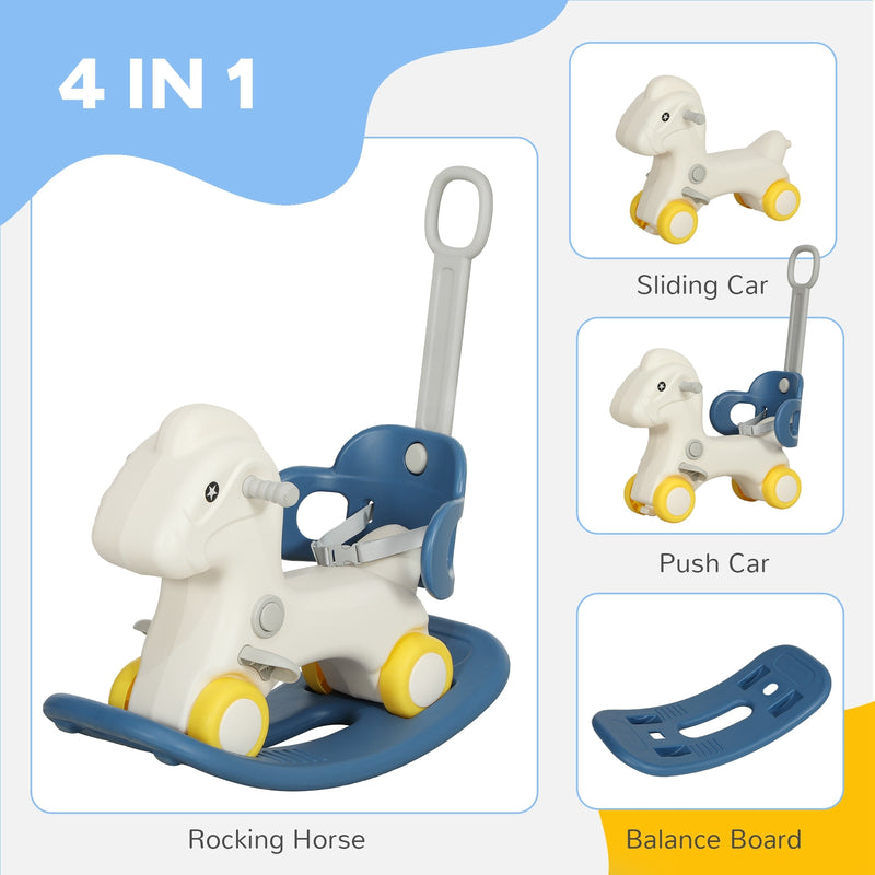 4-in-1 Rocking Horse for Toddlers 2-5 Years with Detachable Ride-On Feature Magic Cars 4