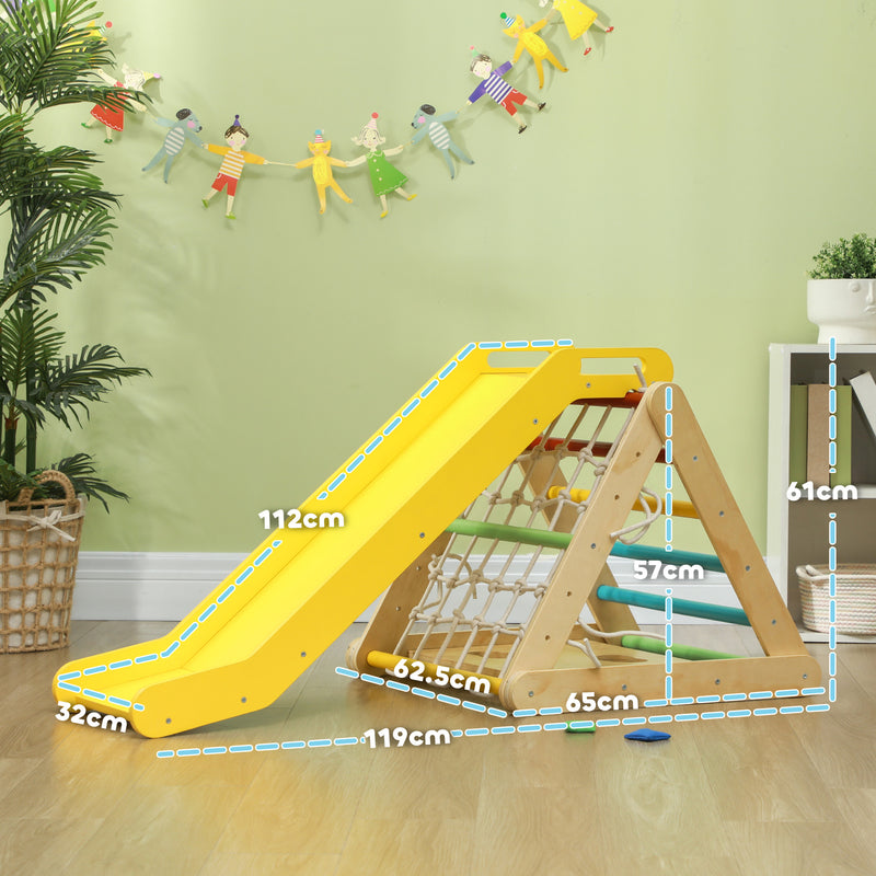 5-in-1 Pikler Triangle Climbing Set with Slide and Sand for Indoor Toddler Play Magic Cars 5