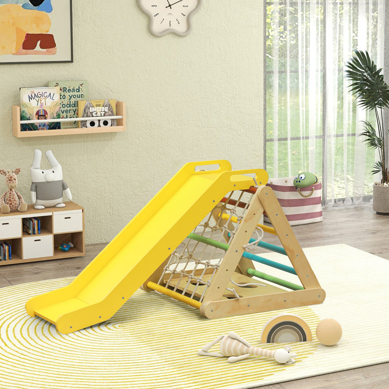 5-in-1 Pikler Triangle Climbing Set with Slide and Sand for Indoor Toddler Play Magic Cars 7