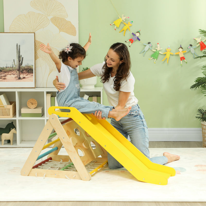 5-in-1 Pikler Triangle Climbing Set with Slide and Sand for Indoor Toddler Play Magic Cars 8