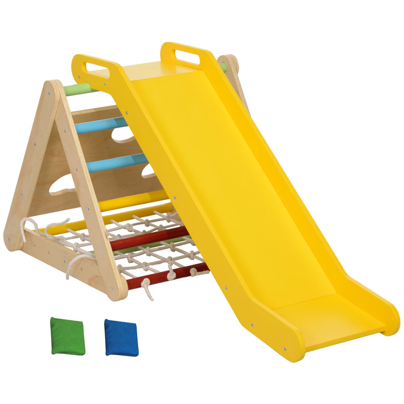 5-in-1 Pikler Triangle Climbing Set with Slide and Sand for Indoor Toddler Play Magic Cars 9