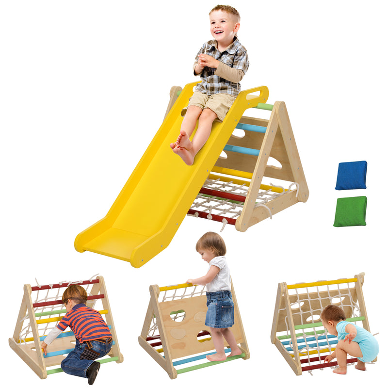 5-in-1 Pikler Triangle Climbing Set with Slide and Sand for Indoor Toddler Play Magic Cars Variant 0