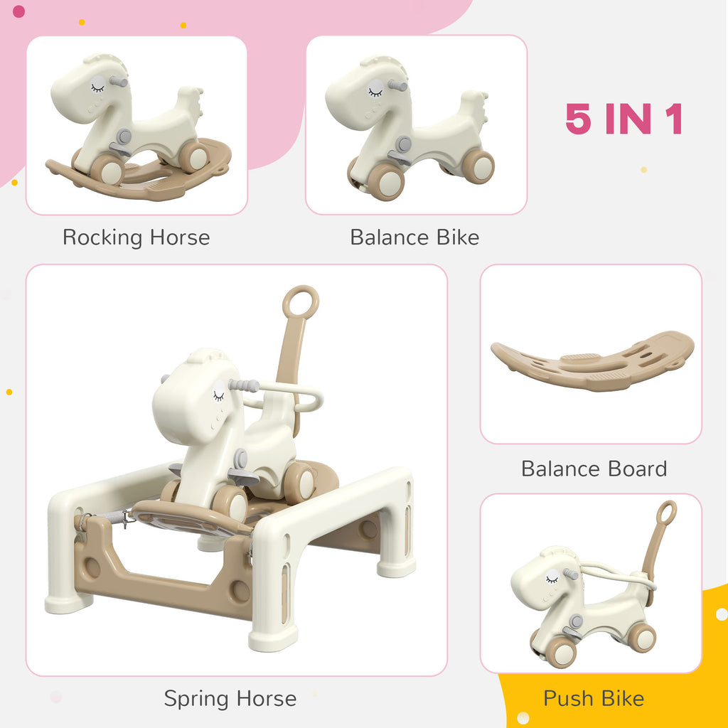 Child's Spring Rocking Horse 5-in-1 Rocking Horse with Spring Ride for Toddlers Ages 1-6 Years