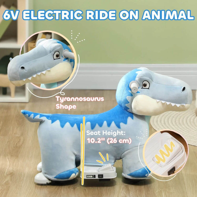6V Kids Electric Tyrannosaurus Ride-On Toy with Music and Forward Motion Magic Cars 3