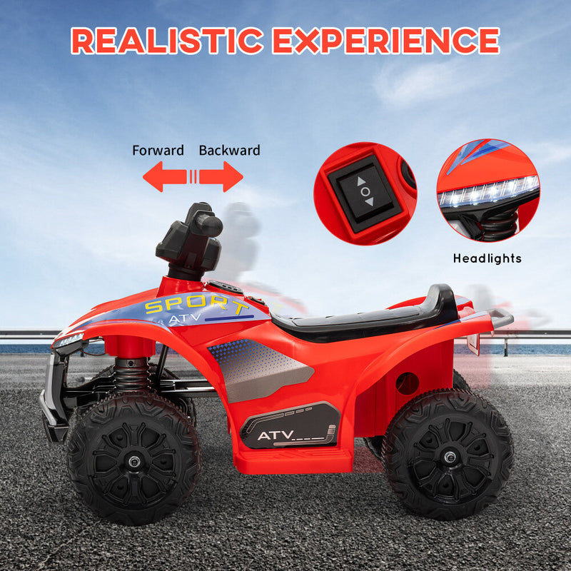 6V Kids Ride-On ATV with Lights and Rechargeable Battery in Red Magic Cars 3