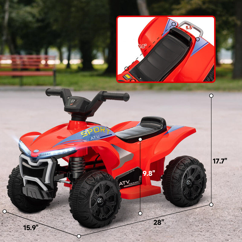 6V Kids Ride-On ATV with Lights and Rechargeable Battery in Red Magic Cars 5