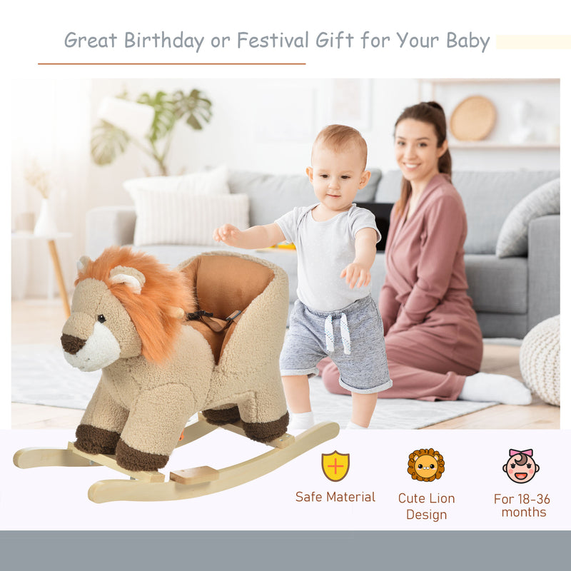 Deluxe Wooden Baby Rocking Animals Set with Sound – Horse and Lion Magic Cars 5