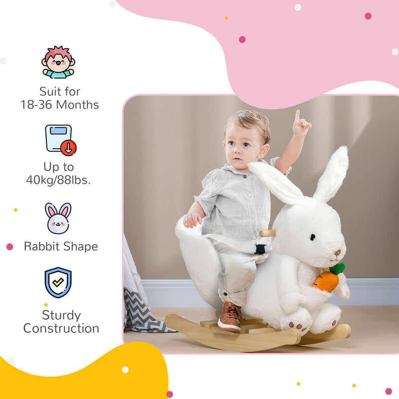 Baby Rocking Horse and Bunny Themed Ride-On Toy with Carrot Accessory Magic Cars 4