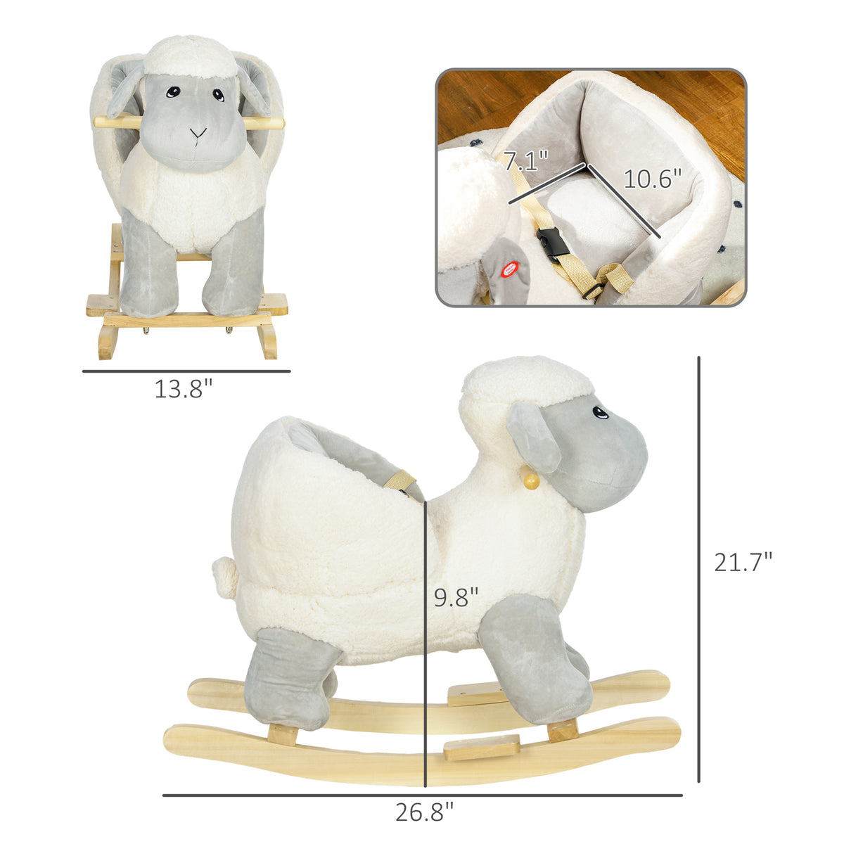Deluxe Baby Rocking Animal Sheep and Lamb with Safety Seat and Belt