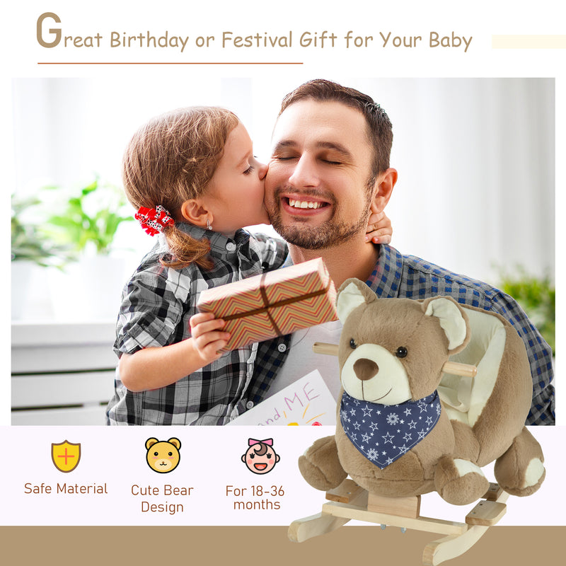 Deluxe Baby Rocking Horse with Lullaby, Bear-Themed Animal Ride-On Toy Magic Cars 8