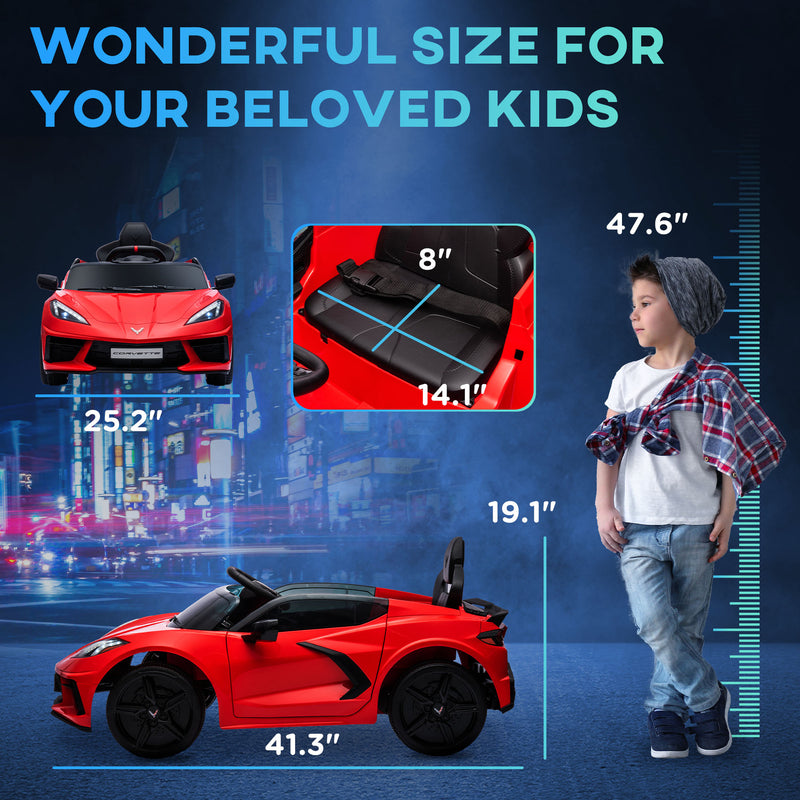 12V Licensed Chevrolet Corvette Electric Ride-On Car for Kids with Parental Remote Magic Cars 6