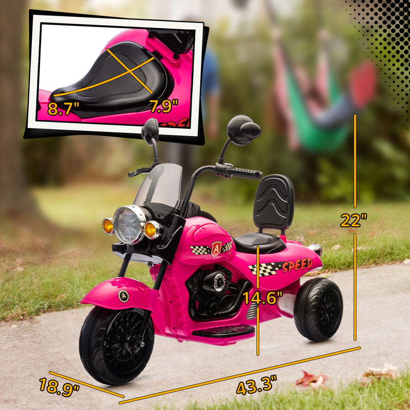 Electric 3-Wheel Kids Motorcycle 6V Battery-Powered Chopper Ride-On Toy Magic Cars 6