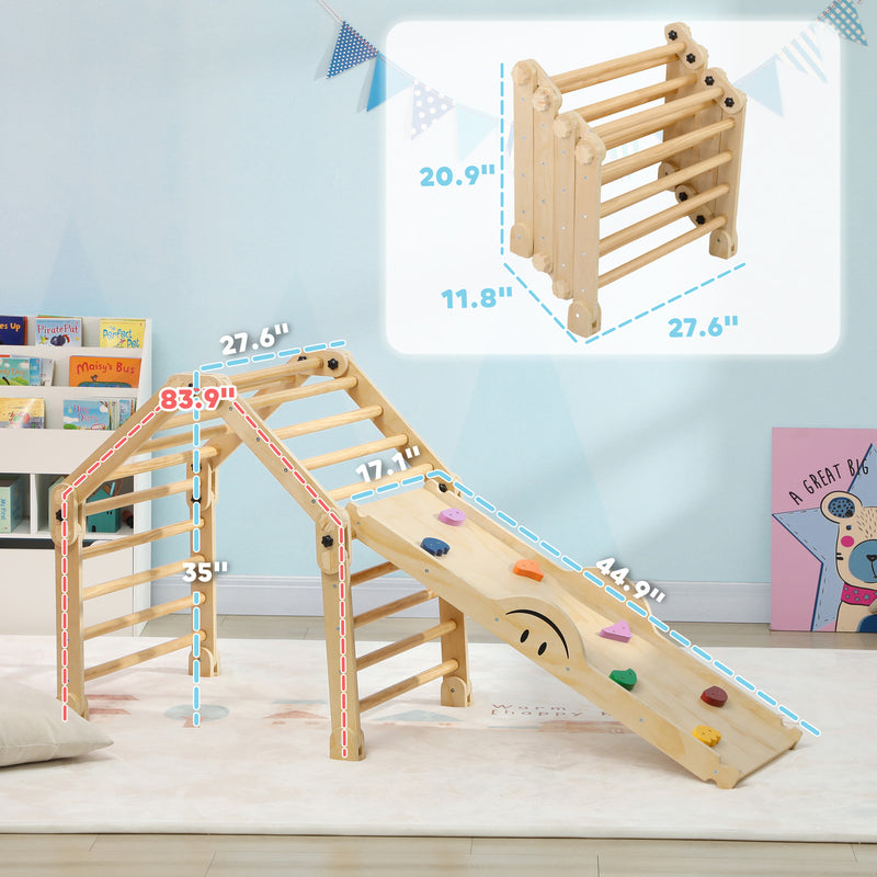 4-in-1 Indoor Toddler Climbing Toy Set with Pikler Design Magic Cars 5