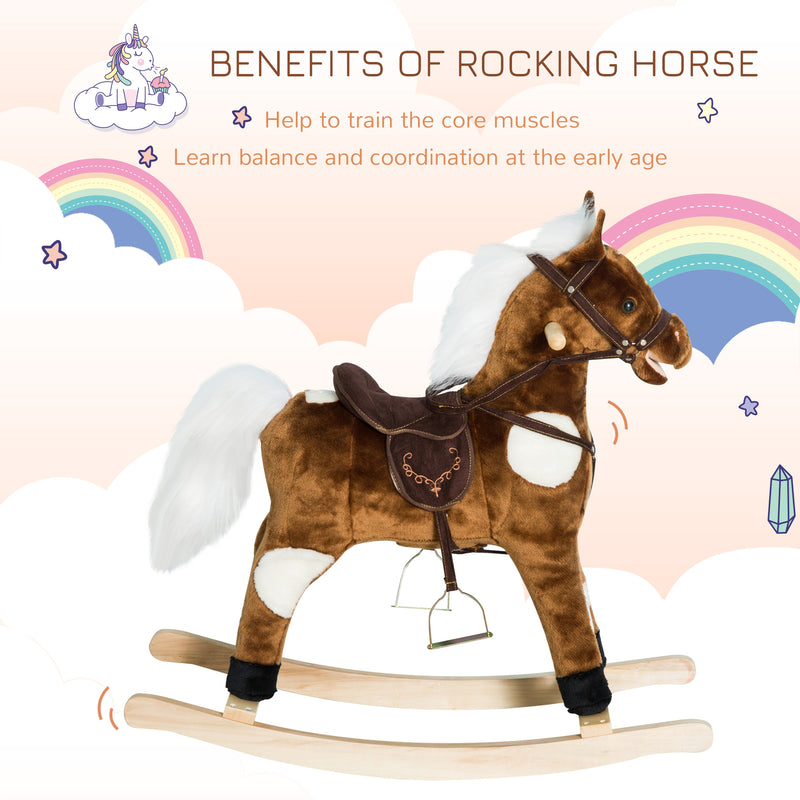 Deluxe Metal Kids Ride-On Rocking Horse Chair with Nursery Rhyme Music Toy Magic Cars 3