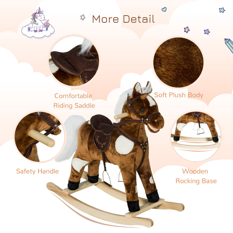 Deluxe Metal Kids Ride-On Rocking Horse Chair with Nursery Rhyme Music Toy Magic Cars 4