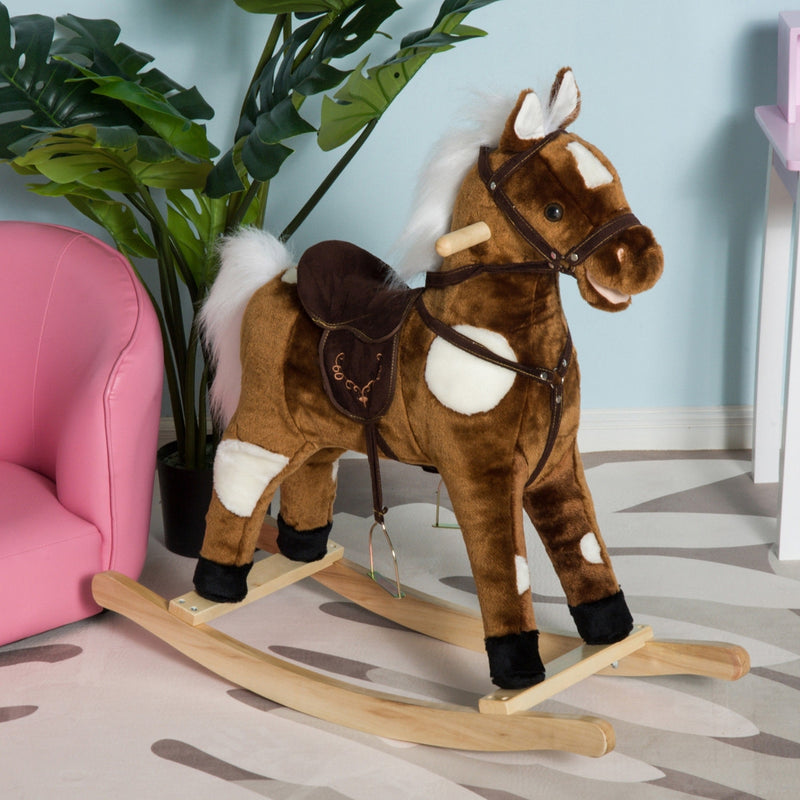Deluxe Metal Kids Ride-On Rocking Horse Chair with Nursery Rhyme Music Toy Magic Cars 8