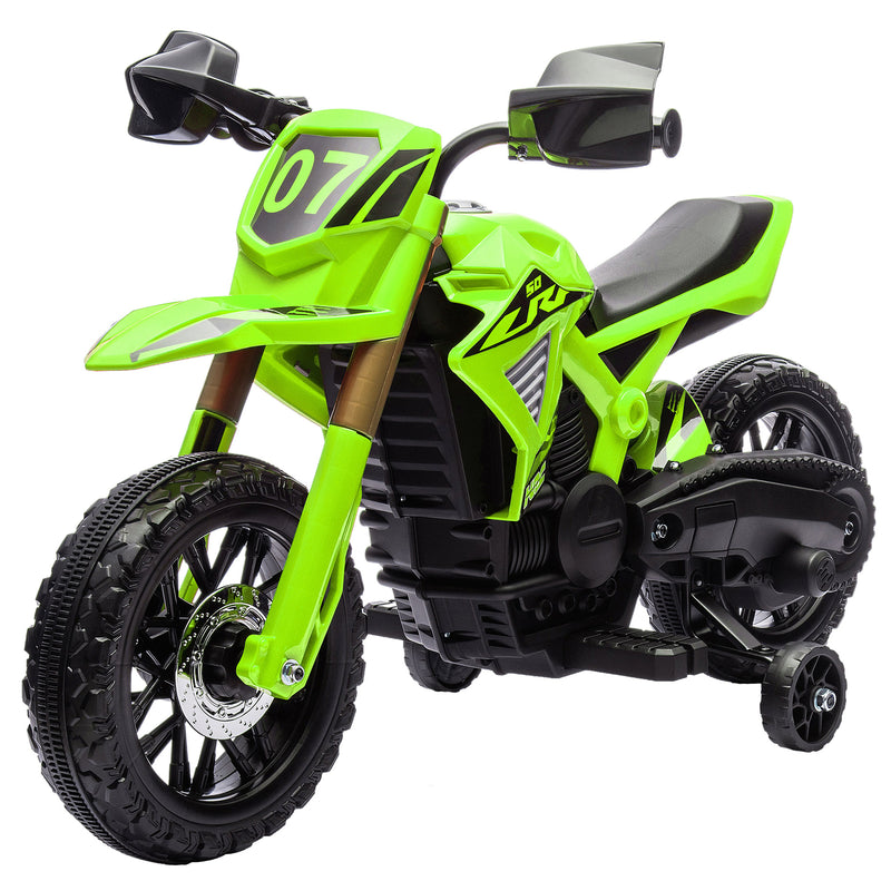 6V Battery-Powered Kids Dirt Bike with Training Wheels and Horn Magic Cars 8