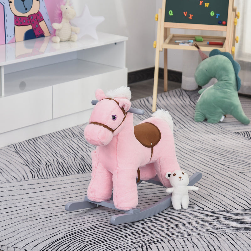 Deluxe Kids Ride-On Rocking Horse with Bear Toy and Soft Seat Chair Magic Cars 7