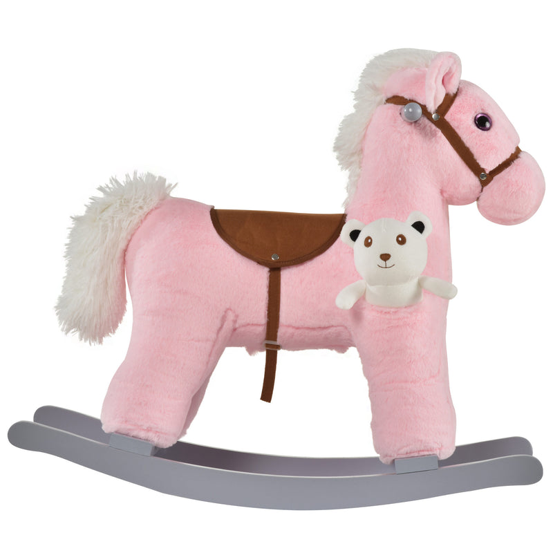 Deluxe Kids Ride-On Rocking Horse with Bear Toy and Soft Seat Chair Magic Cars 9