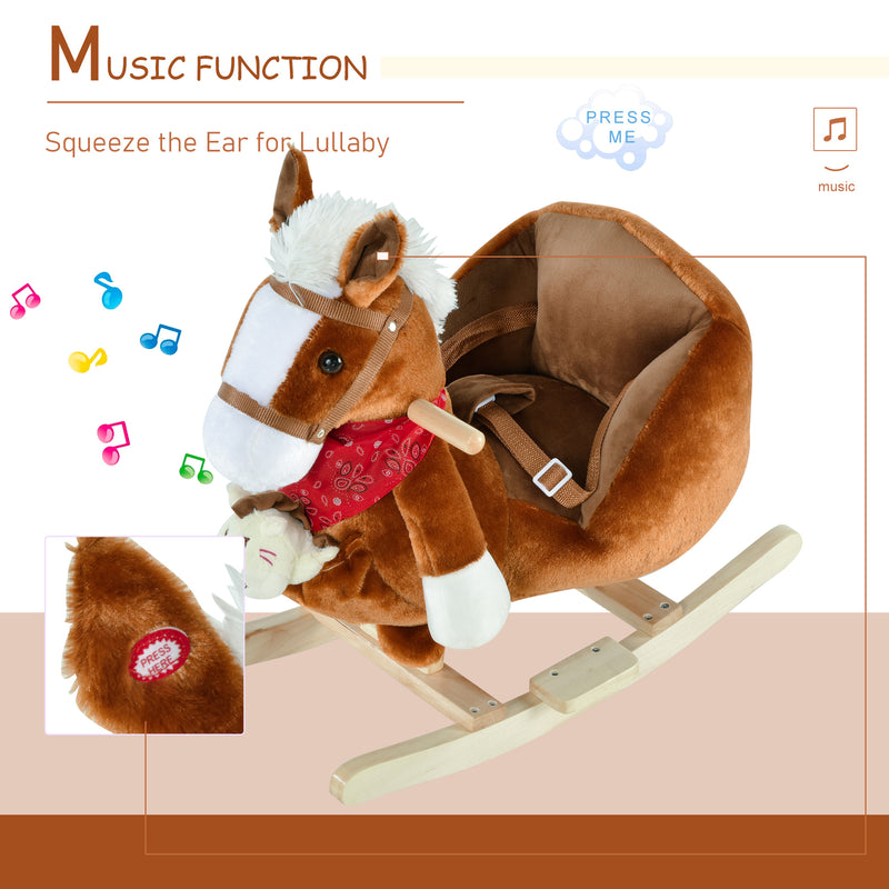 Kids Ride-On Rocking Horse Toy with Lullaby Music and Hand Puppets Set Magic Cars 1
