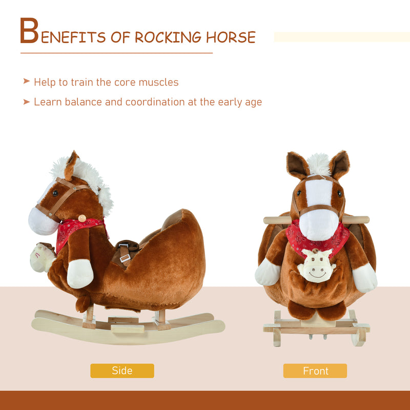 Kids Ride-On Rocking Horse Toy with Lullaby Music and Hand Puppets Set Magic Cars 3