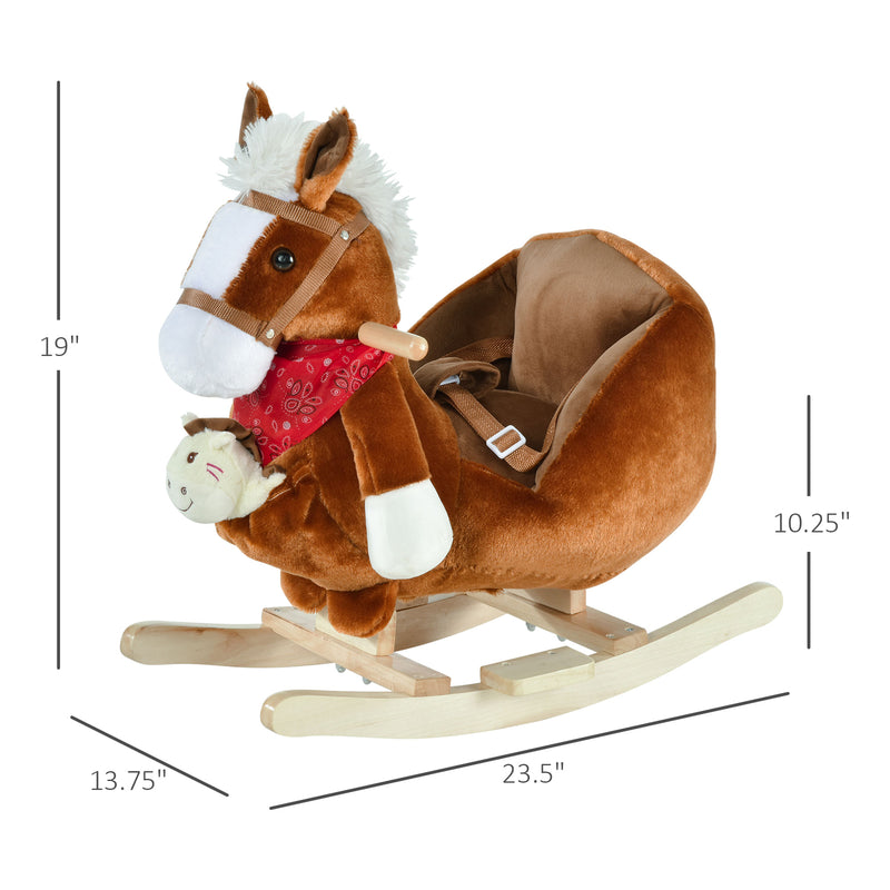 Kids Ride-On Rocking Horse Toy with Lullaby Music and Hand Puppets Set Magic Cars 6