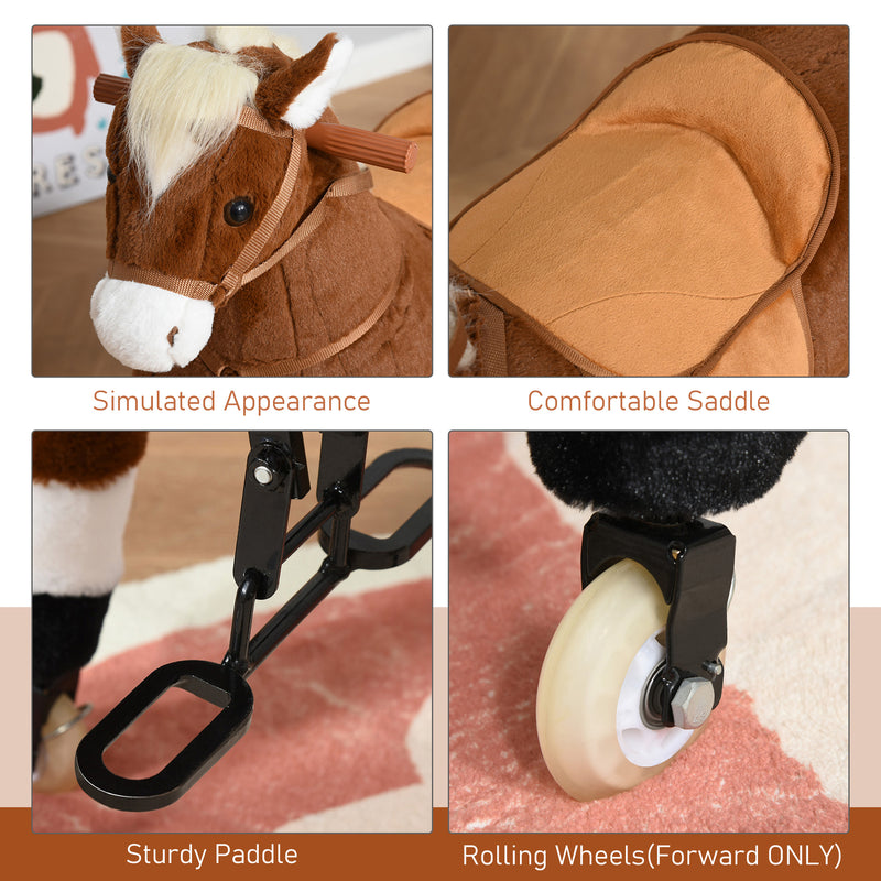 Kids Ride-On Walking Horse with Easy Rolling Wheels and Soft Huggable Body Magic Cars 2