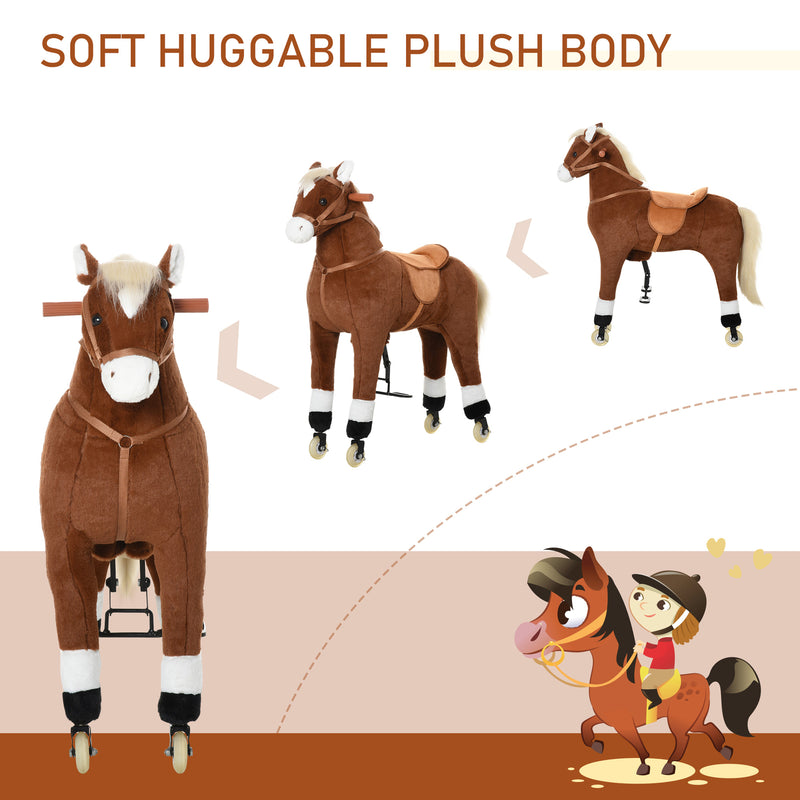 Kids Ride-On Walking Horse with Easy Rolling Wheels and Soft Huggable Body Magic Cars 3
