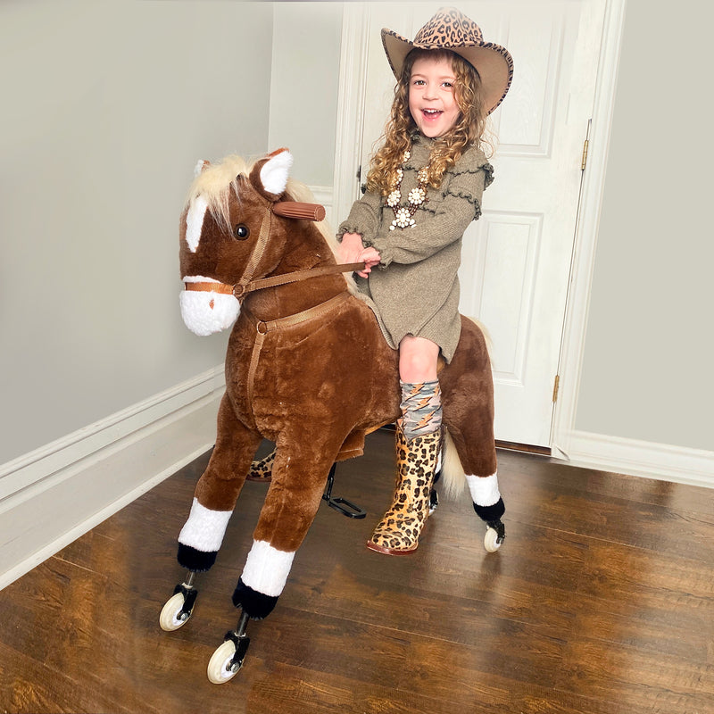 Kids Ride-On Walking Horse with Easy Rolling Wheels and Soft Huggable Body Magic Cars 8