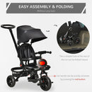 4-in-1 Kids Tricycle with Reversible Seat and Adjustable 2.8-3.1 ft Height Push Handle Magic Cars 1