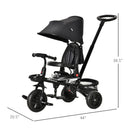 4-in-1 Kids Tricycle with Reversible Seat and Adjustable 2.8-3.1 ft Height Push Handle Magic Cars 6