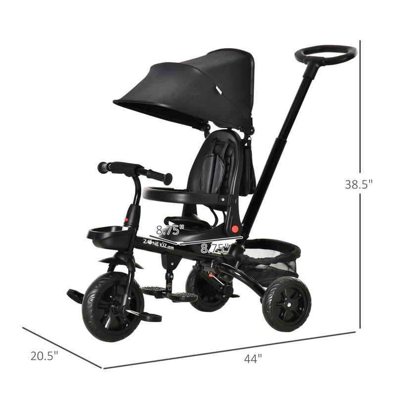 4-in-1 Kids Tricycle with Reversible Seat and Adjustable 2.8-3.1 ft Height Push Handle Magic Cars 6