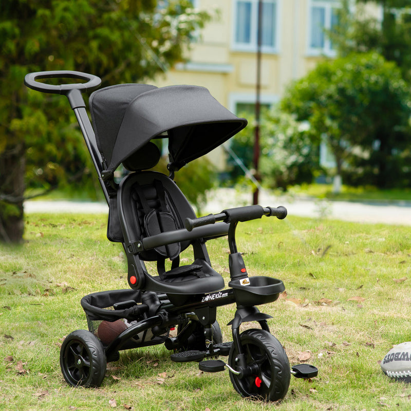 4-in-1 Kids Tricycle with Reversible Seat and Adjustable 2.8-3.1 ft Height Push Handle Magic Cars 7