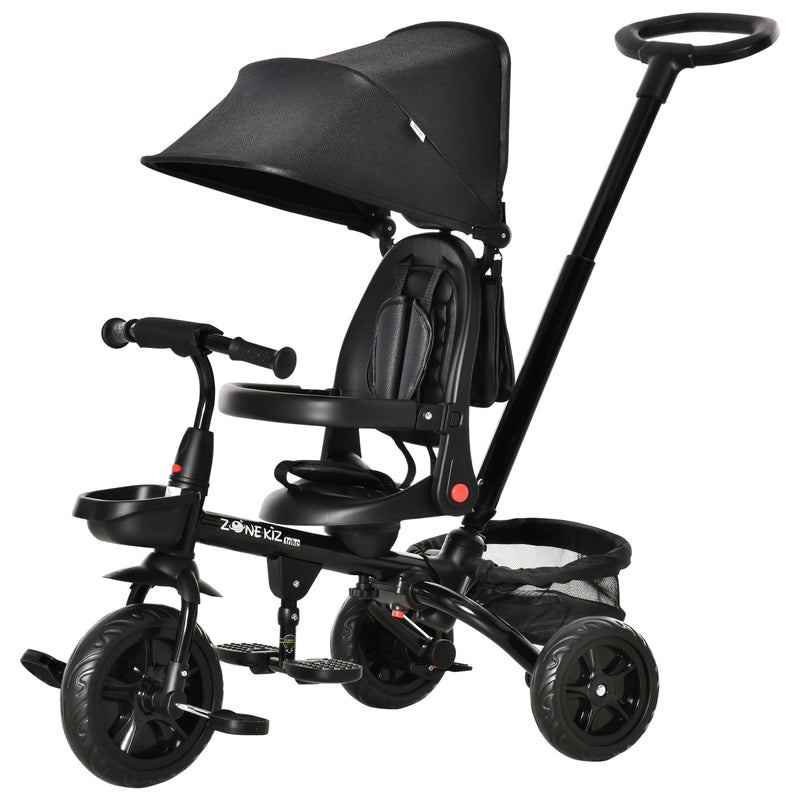 4-in-1 Kids Tricycle with Reversible Seat and Adjustable 2.8-3.1 ft Height Push Handle Magic Cars 9