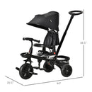 Kids 5-in-1 Foldable Tricycle for Toddlers Aged 1-5 in Black Magic Cars 6