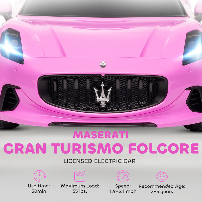 Licensed 12V Kids Electric Maserati Gran Turismo Car with Remote Control Pink Magic Cars 4