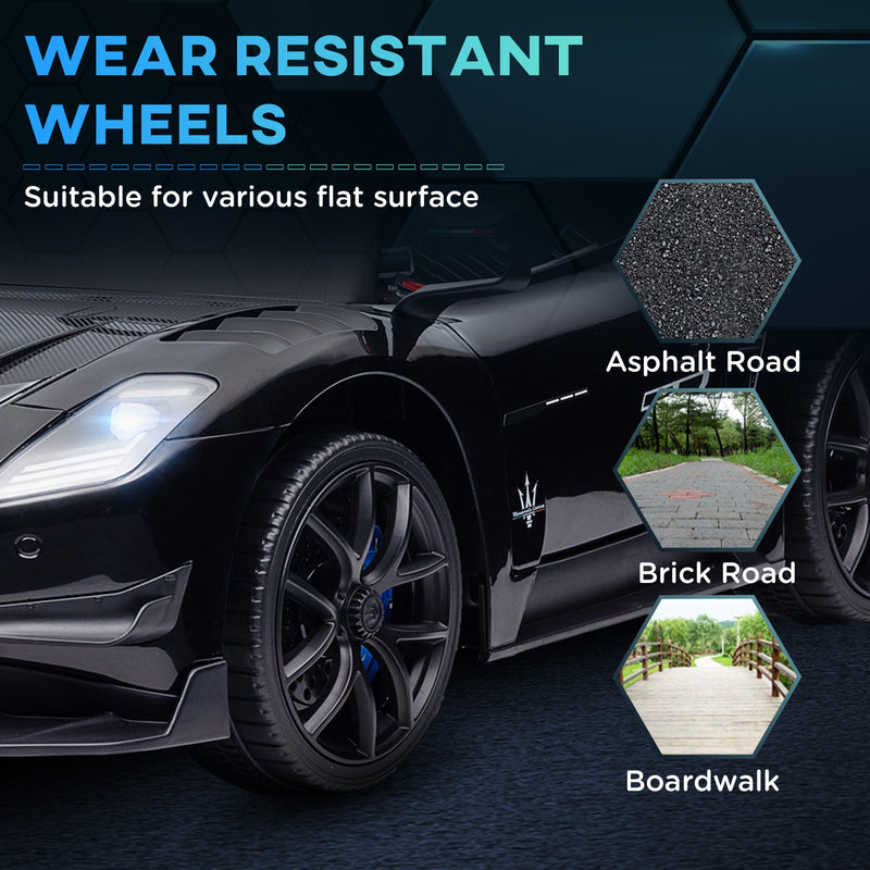 Licensed Maserati GT2 12V Ride-On Car with Shock Absorbers in Black Magic Cars 10