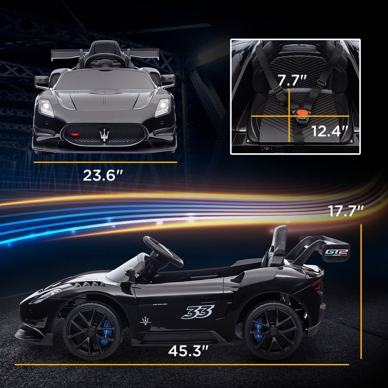 Licensed Maserati GT2 12V Ride-On Car with Shock Absorbers in Black Magic Cars 2