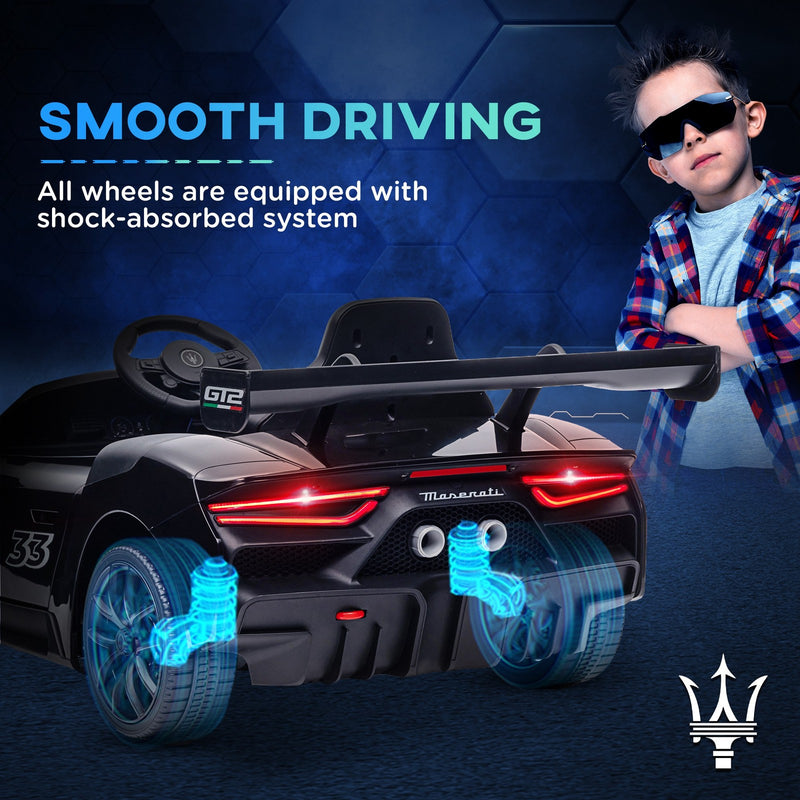 Licensed Maserati GT2 12V Ride-On Car with Shock Absorbers in Black Magic Cars 6
