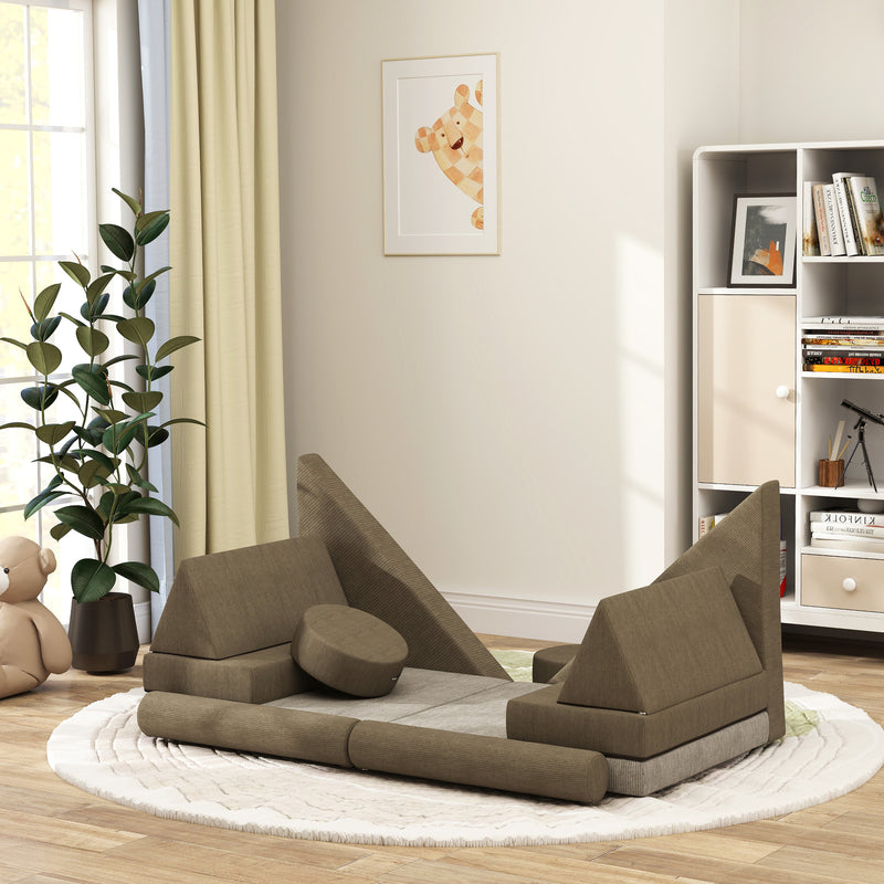 Modular 12-Piece Kids Play Couch for Playroom and Bedroom Magic Cars 1