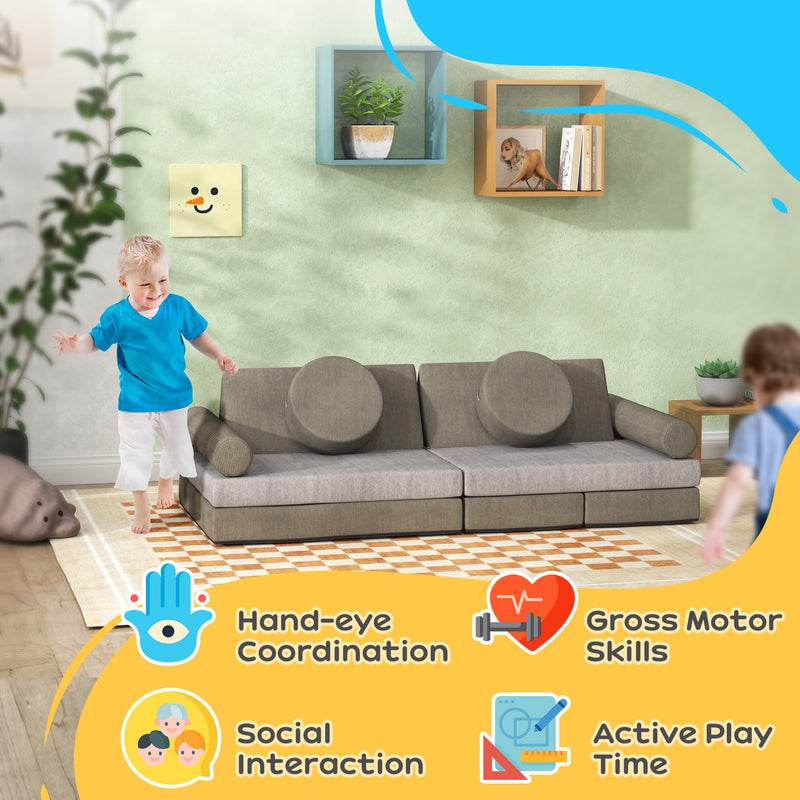 Modular 12-Piece Kids Play Couch for Playroom and Bedroom Magic Cars 2